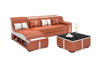 Lisa Small Leather Sectional With Arched Shape Chaise