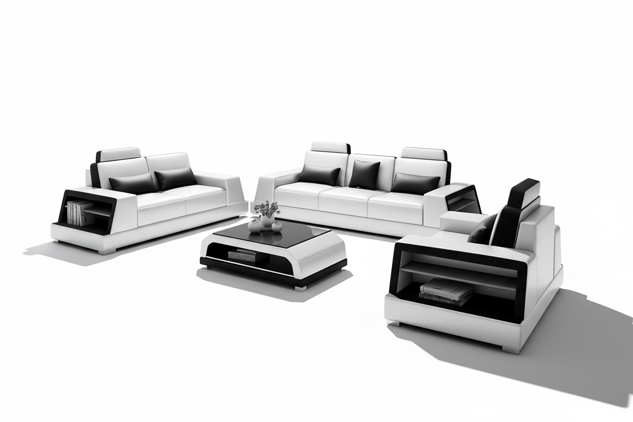 Civia Leather Sofa Set with Side Storage