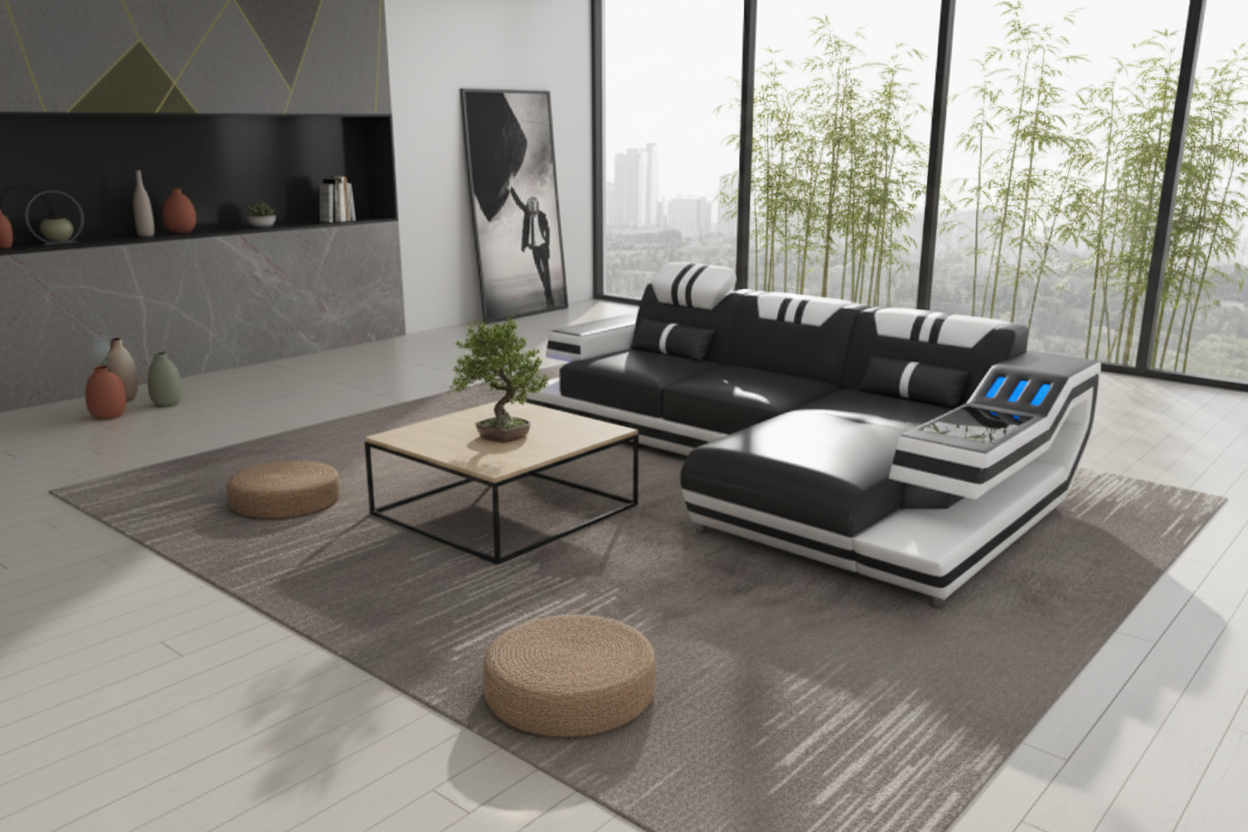 Aura Compact Sectional overhead angle Japanese zen