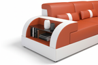 Piliu Leather Corner Sectional with Side Storage - Storage Detail