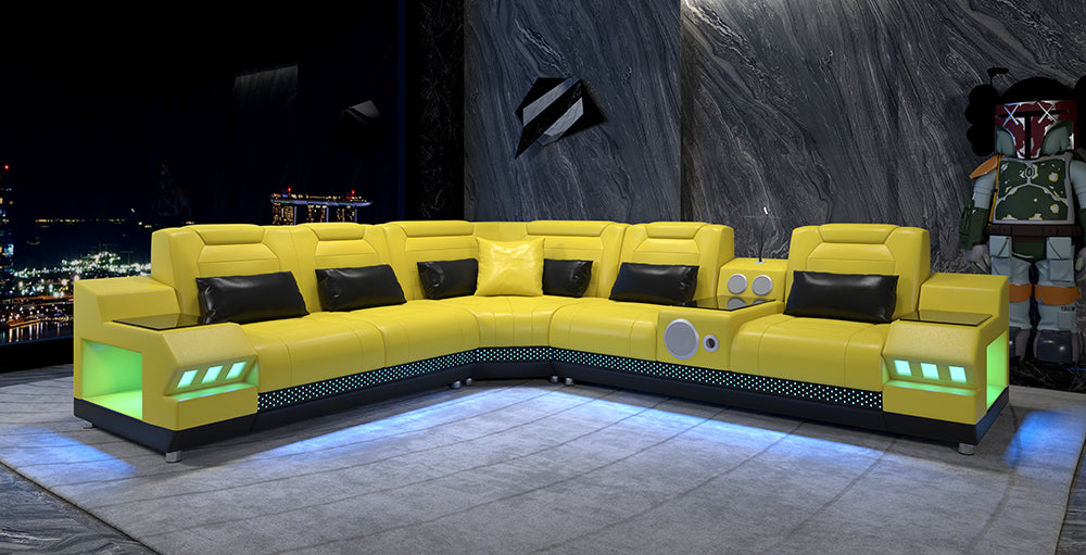 Celsius Small Modern Leather Sectional with Console