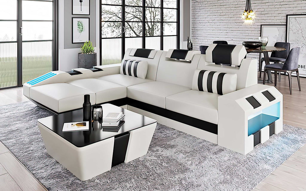 Cosmo Compact LED Sectional - Small Space Party Couch with Mood Lighting